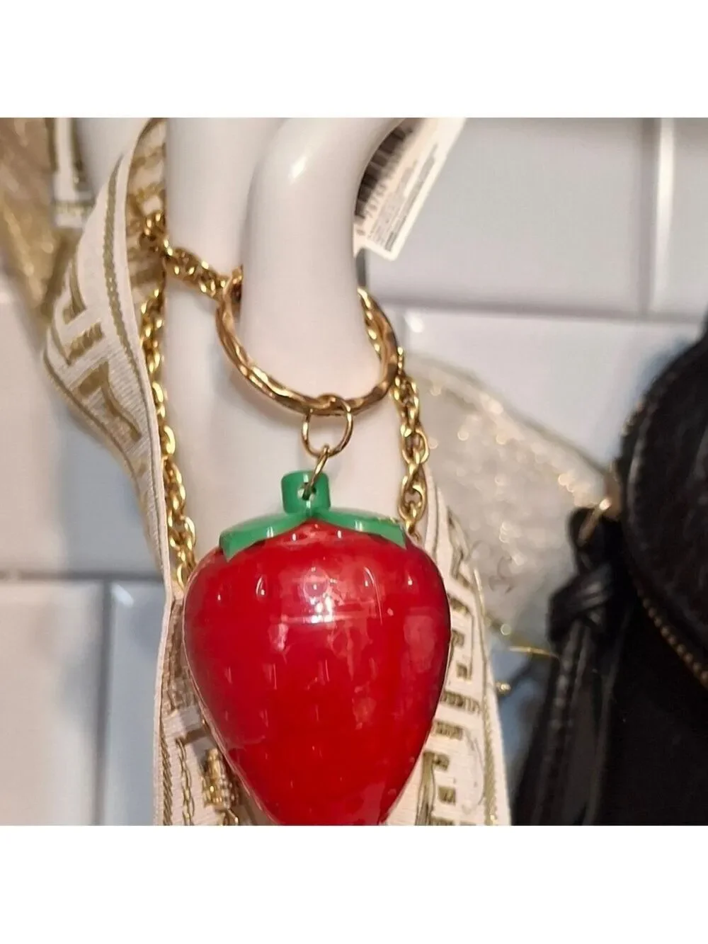 Strawberry Lip Balm Keyring Bag Charm NWT
